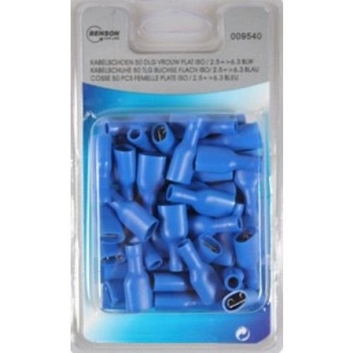 Cable Lug 50 Piece Female Flat// 2.5=>6.3 Blue