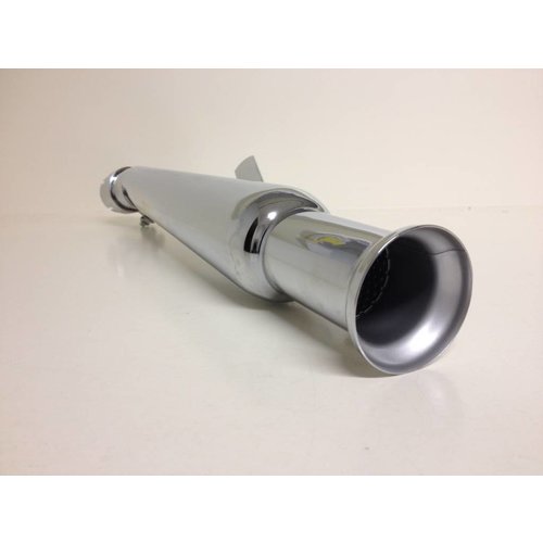 Emgo Classic Cafe Racer Silenziatore Megafono a Tulipano 51 cm Cromato con Riduttori 35 mm - 45 mm e DB Killer 48 mm Tipo 3