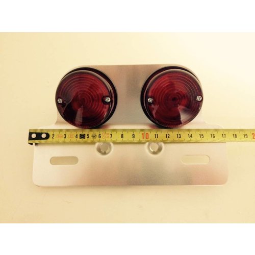 Emgo Rundes Cafe Style Doppel-Rücklicht mit Alu-Halterung, 12V Doppelfaden, 23/3W Lampe