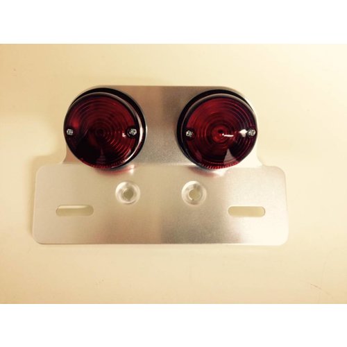 Emgo Round Cafe Style Dual Lens Tail Light With Alloy Mounting Bracket, 12V Dual Filament, 23/3W Bulb
