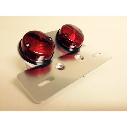Emgo Round Cafe Style Dual Lens Tail Light With Alloy Mounting Bracket, 12V Dual Filament, 23/3W Bulb