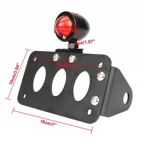 Support de plaque noir + éclairage type "Bullet"