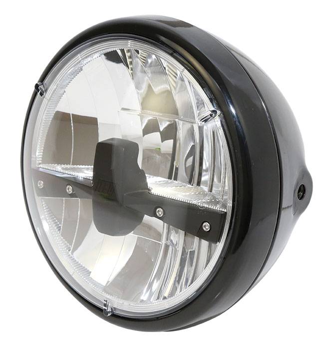 HIGHSIDER 7 Zoll LED-Scheinwerfer HD-STYLE TYP 3, Metallgehäuse mit Einsatz  und Blende , klares Glas, Hauptscheinwerfer, Beleuchtung, Produkte