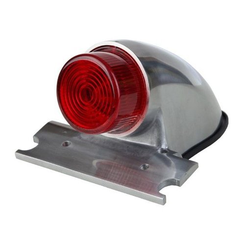 Emgo Sparto Replica Rücklicht aus poliertem Aluminium mit integrierter Kennzeichenhalterung