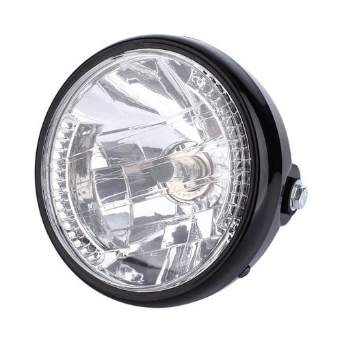 6.5 Schwarz Motorrad Scheinwerfer LED Chrome Head Light Licht Blinker H4  35W 12V