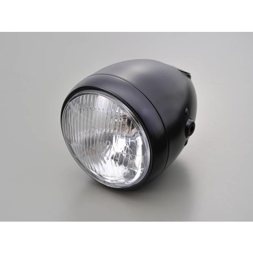 Daytona 5.75" Vintage Headlight With Gauge Hole Black