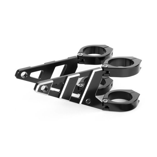 CNC Alu-Lampenhalter Set, schwarz - CafeRacerWebshop.de