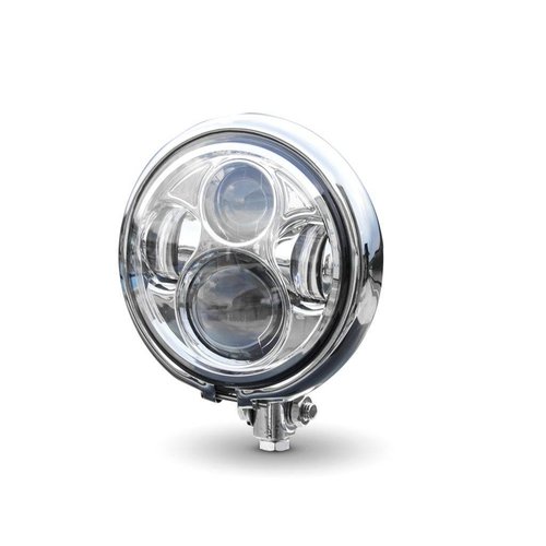 Phare Avant Vélo type moto LED Old Bates 15cm Chrome