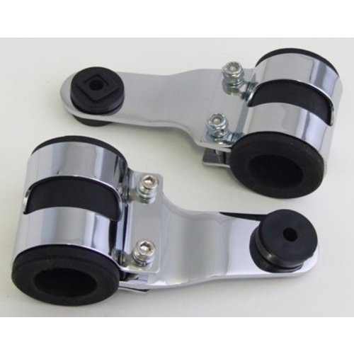 Emgo Cafe Racer Supporti Faro Cromati per Forcelle da 35/36 mm con Inserti in Gomma