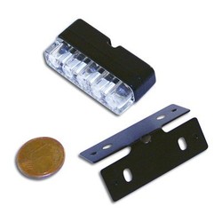 MINI LED-Nummernschildbeleuchtung in Schwarz mit 3 LEDs und Halter