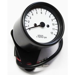 12.000 Drehzahlmesser Tachometer Mechanischer Schwarz - CafeRacerWebshop.de