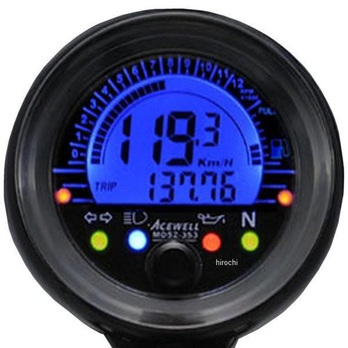 Acewell 052-253S Mini Digitale Speedometer Km/h & RPM - Black