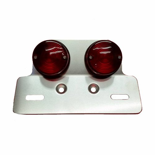 Emgo Rundes Cafe Style Doppel-Rücklicht mit Alu-Halterung, 12V Doppelfaden, 23/3W Lampe