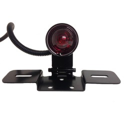 Fanale Posteriore Atomic Nero per moto in stile Cafe Racer con supporto snodabile regolabile e luce stop e targa integrate