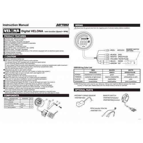 Daytona Daytona Kilometerteller én toerenteller