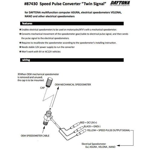 Daytona Twin Signal Geschwindigkeitsimpulswandler - Universeller M12 Analog-zu-Digital Tachoadapter