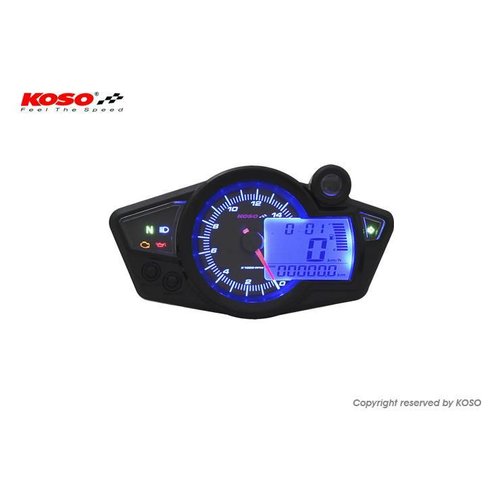 KOSO RX1N GP-stijl (zwart / blauw achtergrondlicht)