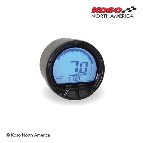 KOSO Compte-tours noir DL-02R 55 mm avec thermomètre (écran LCD, 20.000 tr/min)