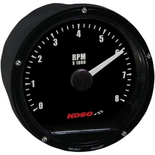 KOSO D75 Tachometer with Black Dial 8,000 RPM