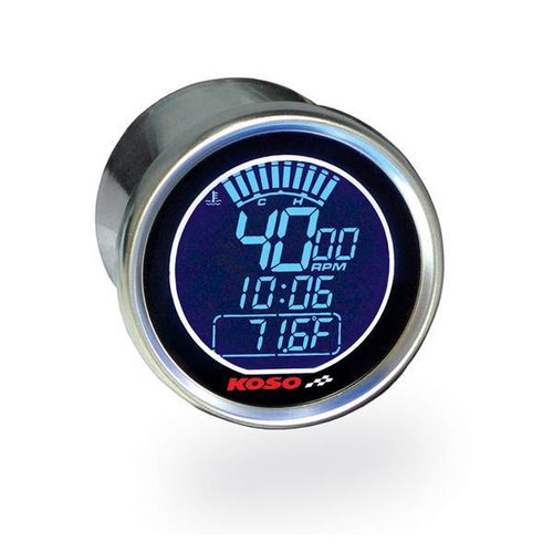 KOSO Compte-tours DL-01R 55 mm / thermomètre noir et bleu (max. 18.000 tr/min)