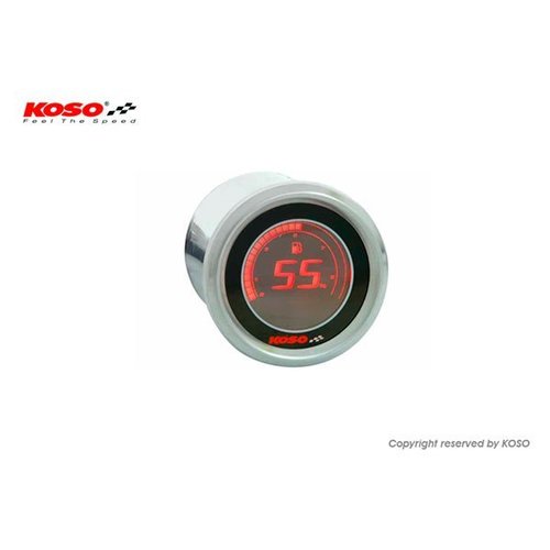 KOSO D48 Volt Meter (Zwart LCD - Rood)