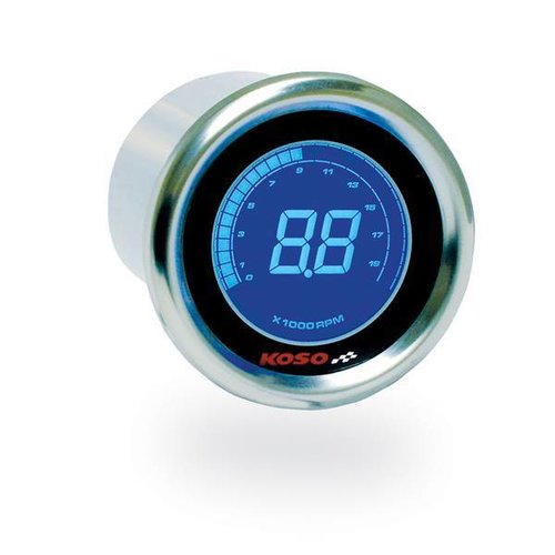 KOSO Compte-tours DL-01R 48 mm (noir avec affichage LCD bleu)