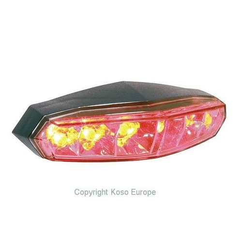 KOSO Feu arrière LED mini (lentille fumée) avec éclairage de plaque d'immatriculation