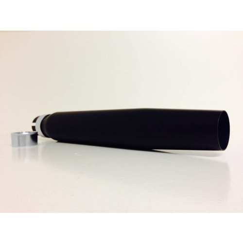 Emgo Silencieux Conique en Acier Noir avec Support de Fixation - Entrée 38mm / 44.4mm, Longueur 406mm