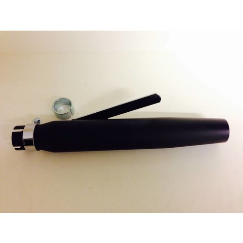 Emgo Silencieux Conique en Acier Noir avec Support de Fixation - Entrée 38mm / 44.4mm, Longueur 406mm