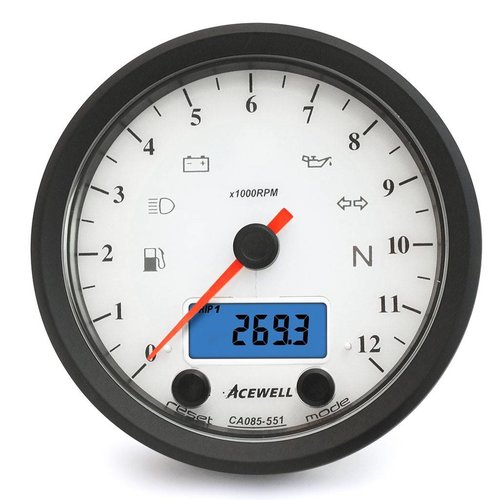 Acewell CA085 12.000RPM Speedo Weiss / Schwarz