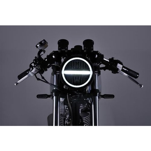 Daytona NeoVintage LED Headlight Black 5-3/4 Inch with 60.5 mm Gauge Hole, E-Marked