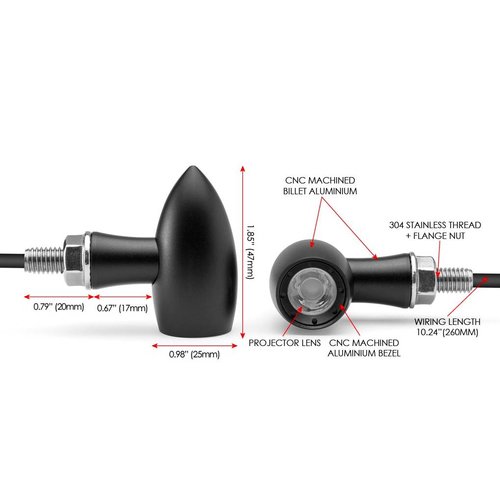 Matzwarte Mini Led-richtingaanwijzers type "Ladz"