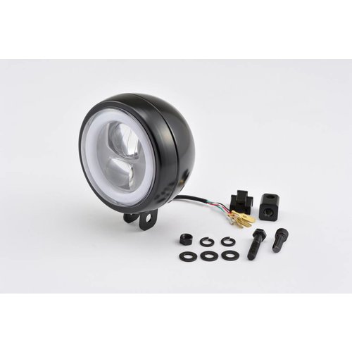 Daytona 4.5" LED Halo Headlight "Capsule120" Black  Bottom-Mount