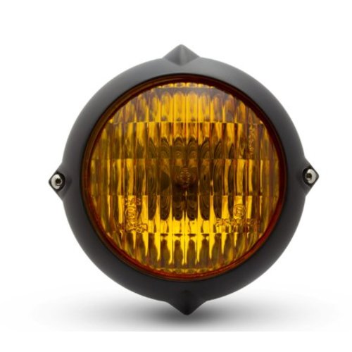 5.5" Vintage Headlight Bottom Mount Black / Yellow