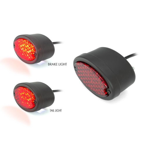 Metaal Ovaal Achterlicht (rood, mat zwart)