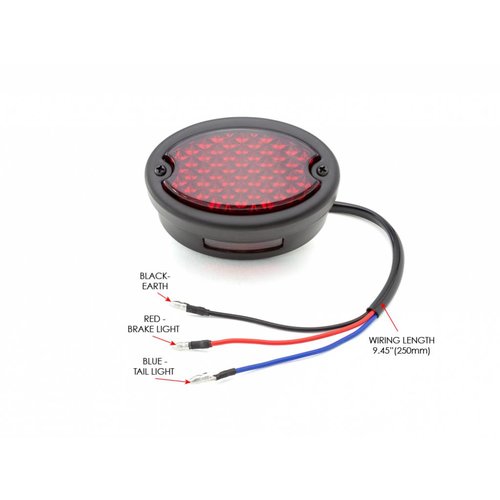 Metaal Ovaal Achterlicht (rood, mat zwart)