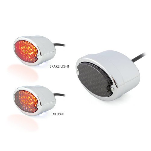 Metal oval light (smoke red, chrome)