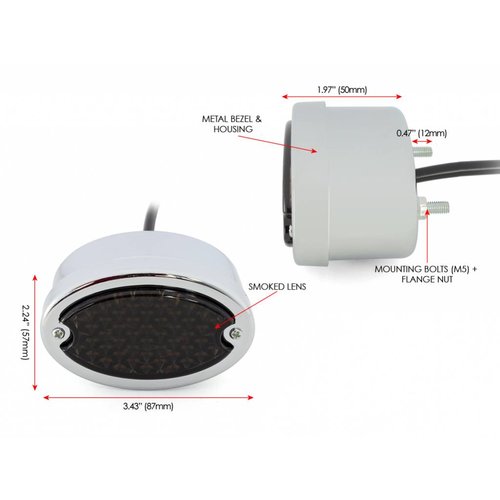 Metal oval light (smoke red, chrome)