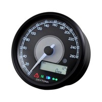 Velona Velocímetro / Tacómetro 80 mm 260 km/h en acero inoxidable negro mate