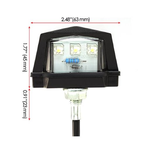 Black Universal Bolt on LED License Plate Light - E-marked