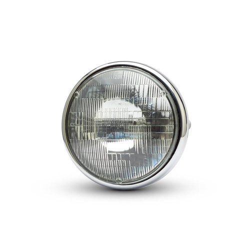 7" Chrome Shorty Metal Headlight - 12v / 55w Sealed Beam