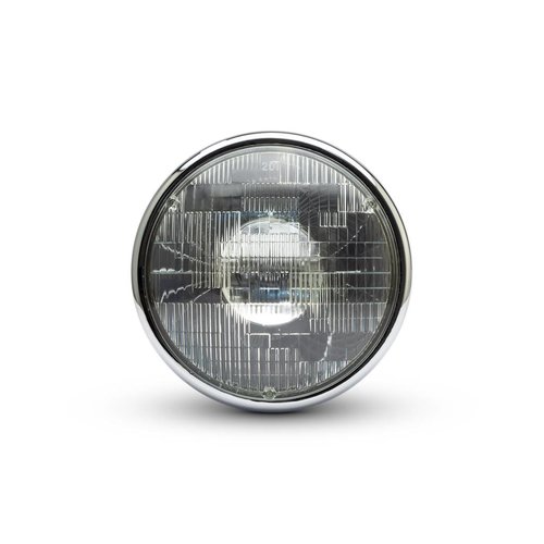 7" Chrome Shorty Metal Headlight - 12v / 55w Sealed Beam