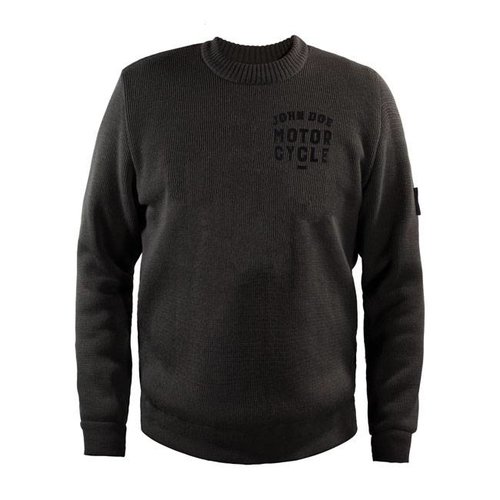 John Doe gebreide pullover roundneck GRIJS met protective fabric  en tekst