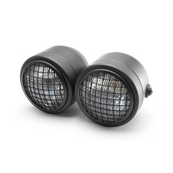 Zwart Universal Twin Metal Headlight + Mesh Grill