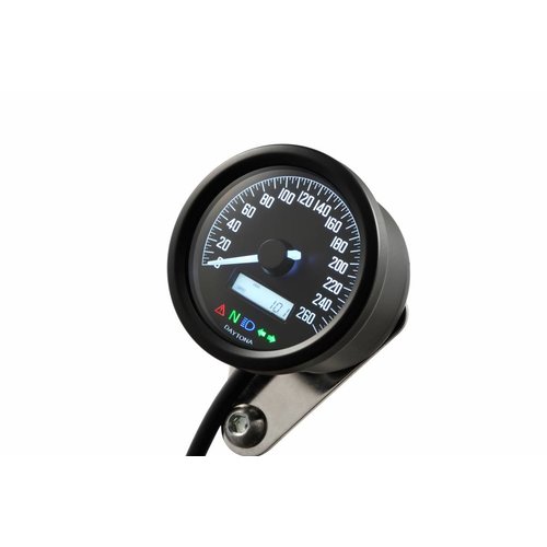 Daytona Velona 60mm Tachimetro 260 km/h Nero con Motore Passo-Passo e Retroilluminazione LED