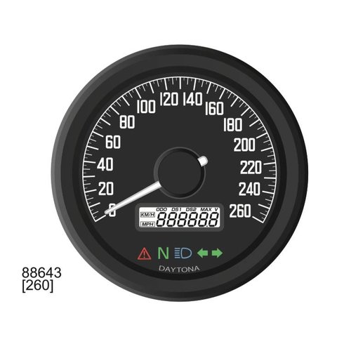 Compteur vitesse digital, Daytona VELONA 2, noir rond Ø60 mm, 260
