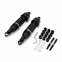 Schwarz Glänzende Cafe Racer Stoßdämpfer Type 1 - Auge/Auge Befestigung, 325 mm oder 335 mm, inkl. Montagematerial für Honda | Kawasaki | Suzuki | Yamaha Classic Modelle 1969-1989
