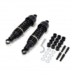 Schwarz Glänzende Cafe Racer Stoßdämpfer Type 1 - Auge/Auge Befestigung, 325 mm oder 335 mm, inkl. Montagematerial für Honda | Kawasaki | Suzuki | Yamaha Classic Modelle 1969-1989