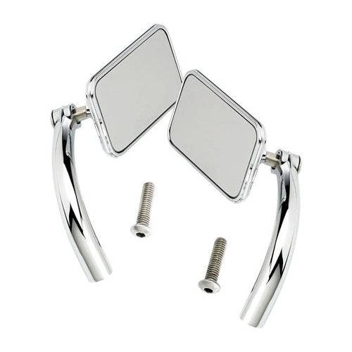 Biltwell Rectangle Utility Mirror Set Perch Mount-(Chrome)