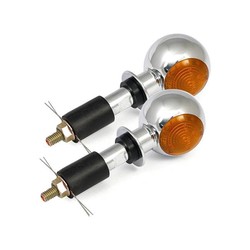 Pair of Chrome Bulls Eye Handlebar Turn Signals